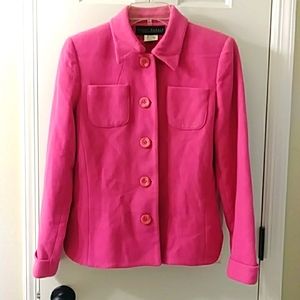 Harve Benard Jacket Blazer Wool Size 6 Hot Pink